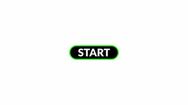 Start Button animation on transparent background, Animated start button with Smooth Pop Up Motion and Interactive Gaming UI Effect.