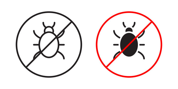 No Bug icon flat outline in black