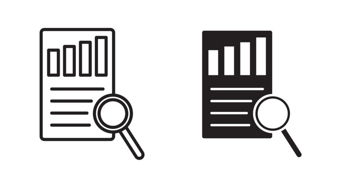 Analytics report icon flat outline in black