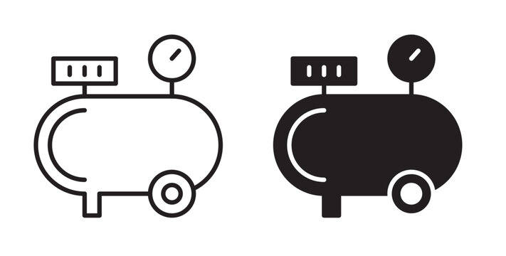 Air compressor icon flat outline in black