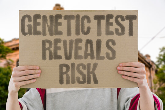 "Genetic Test Reveals Risk" DNA screening identifying hereditary cancer predisposition. GENETIC. TESTING. RISK. FAMILY. PREVENTION.
