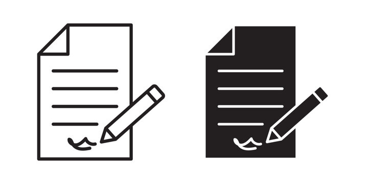signature file icon flat outline in black