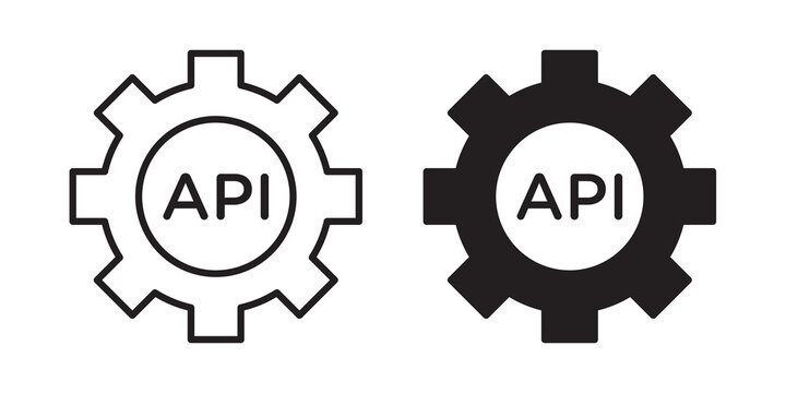 API icon flat outline in black