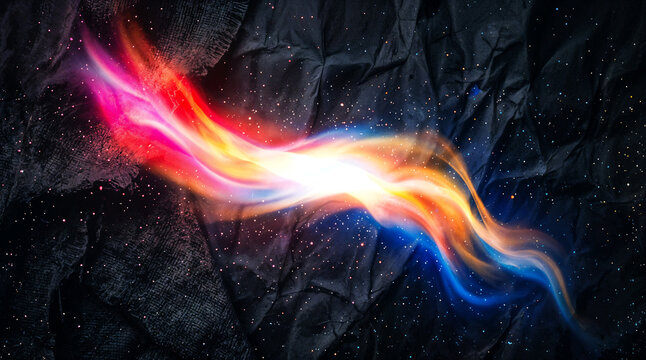 Abstract light wave flowing across dark textured background creating futuristic energy design concept