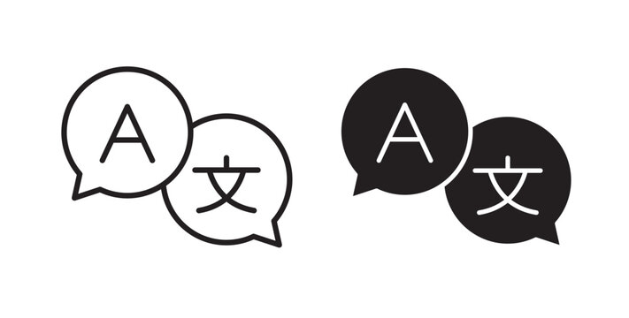Translator icon flat outline in black