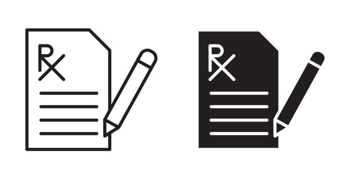 RX icon flat outline in black