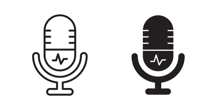 Voice recognition icon flat outline in black