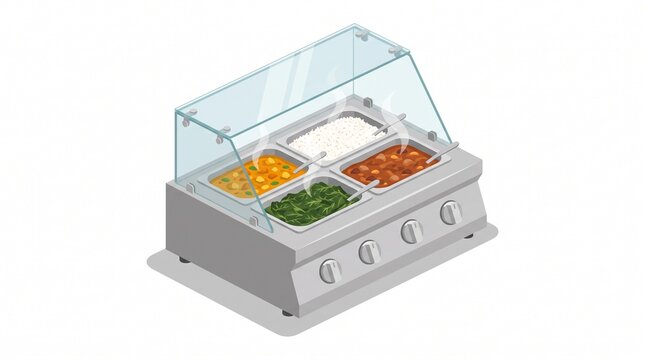 Isometric bain marie hot food well with gastronorm pans