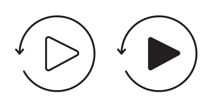 Playback icon flat outline in black