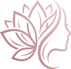 Obraz premium Elegant Woman Face Profile with Lotus Flower Logo Vector