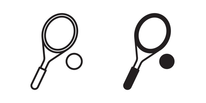 Tennis icon flat outline in black