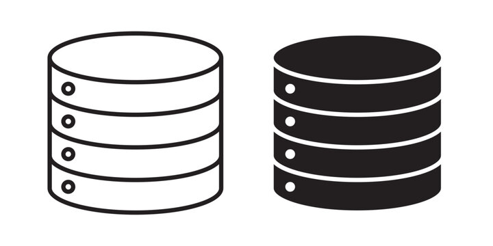 Database icon flat outline in black