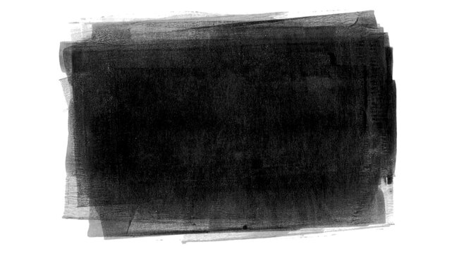 Black roller paint stroke block, rectangular ink texture patch, dark acrylic paint banner, grunge ink stamp border, hand painted background frame element PNG, isolated transparent background