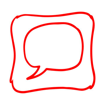 Red Hand Drawn Wavy Square Frame with Inner Speech Bubble for Comic Style Dialogues and Messaging Design