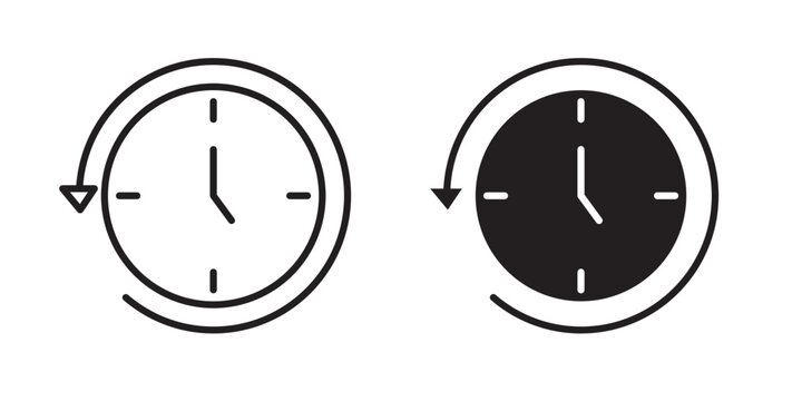 Rewind time icon flat outline in black