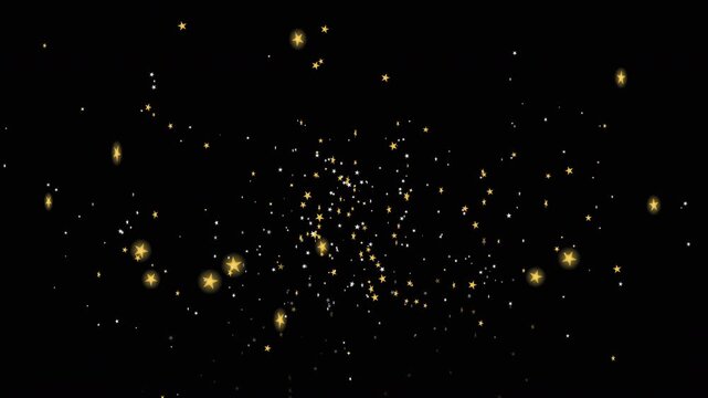 Golden Star Confetti Crossfire Burst Animation with Radiant Particles for Party Celebrations