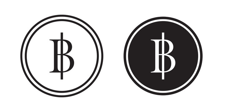 Baht sign flat outline in black
