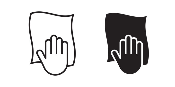 Cleaning cloth icon flat outline in black