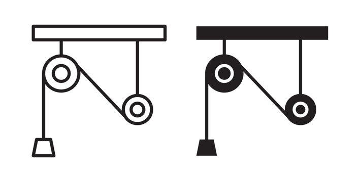 Pulley icon flat outline in black