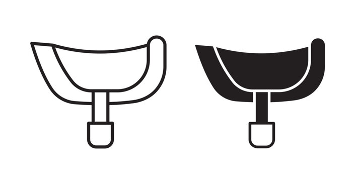Horse saddle icon flat outline in black
