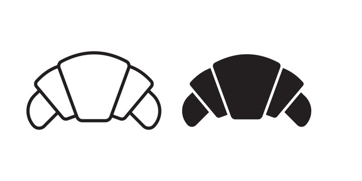 Croissant icon flat outline in black