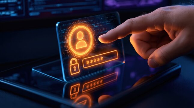 Security authentication process with a user profile hologram for digital cybersecurity and personal data protection