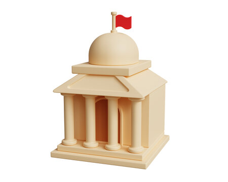 Congress icon. US congress capitol building icon on transparent background. Symbol of politics, education, growth, tradition and pride. 3d render
