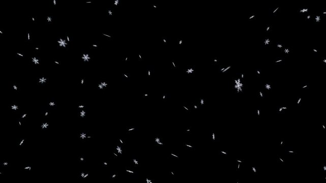 雪の結晶が上質なシルバーホワイトの輝きを放ち優雅に舞い散るループ動画。高級ジュエリー広告、ホリデーシーズンのギフト告知、ブランドWebトップに調和するラグジュアリー背景素材