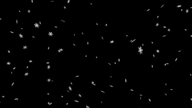 雪の結晶がピュアホワイトの光の粒とともに静かに降り積もるループ動画。ホワイトクリスマス商戦、冬のウェディングムービー、清潔感あるイベントLPに最適な無垢で美しいシネマティック素材