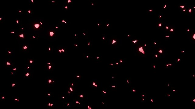 薔薇の花びらが鮮烈なルビーレッドの紅を纏い情熱的に舞い踊るループ動画。クリスマス商戦、母の日キャンペーン、高級ジュエリープロモーションに映えるドラマチックな背景素材