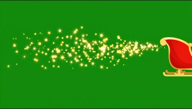 Red Christmas Sleigh Gliding with Sparkling Trail Animation