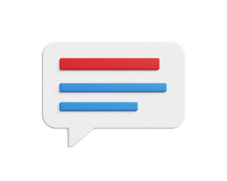 Comment icon on transparent background. Speech bubble, chat message, online dialogue, social media opinion and discussion. 3d render