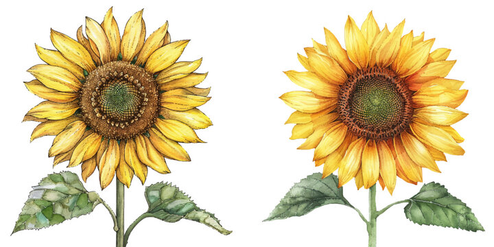 beautiful sunflower watercolor vector illustration