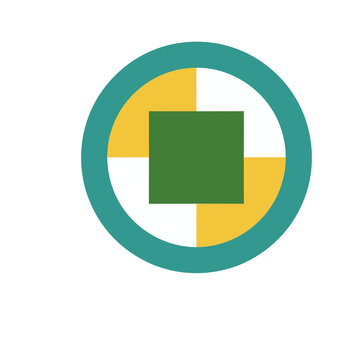 Abstract geometric circle with square and quadrants