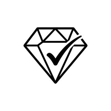 Certified diamond line icon symbolizing premium quality and authenticity vector