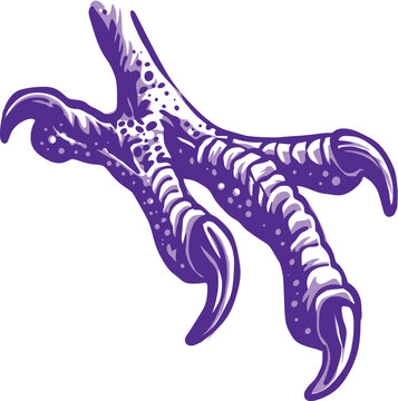 Stylized purple bird talon with sharp curved claws