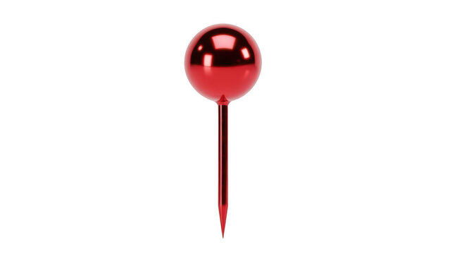 Shiny red push pin isolated on transparent background
