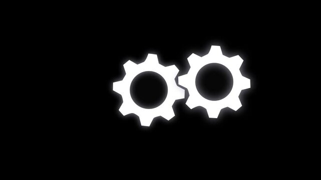 Animated gear rotation seamless looping isolated on white background
