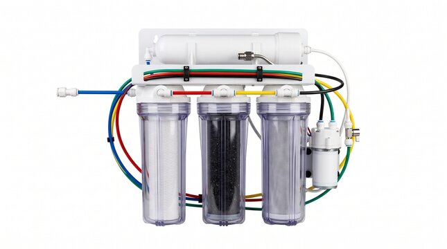 Reverse osmosis water filtration system isolated on white background