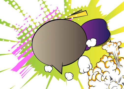Vector cartoon background, colorful comic book backdrop. Retro comics pop art design.