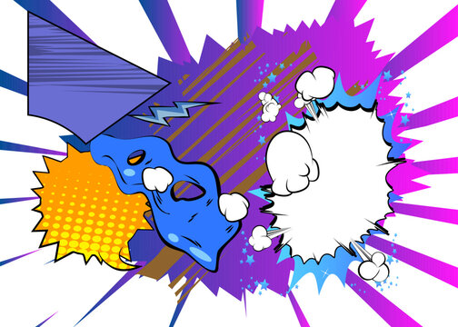 Vector cartoon background, colorful comic book backdrop. Retro comics pop art design.