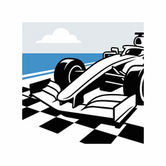 Fototapeta premium Formula One Race Car on Checkered Track.