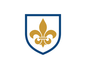 Fleur de lis royal shield crest emblem vector logo design © Gubuk