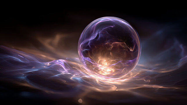 Cosmic Energy Sphere Glowing in Nebula