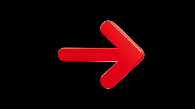 3D Rendered Bright Red Glossy Arrow Pointing Right