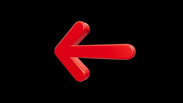 Glossy 3D red directional arrow pointing left