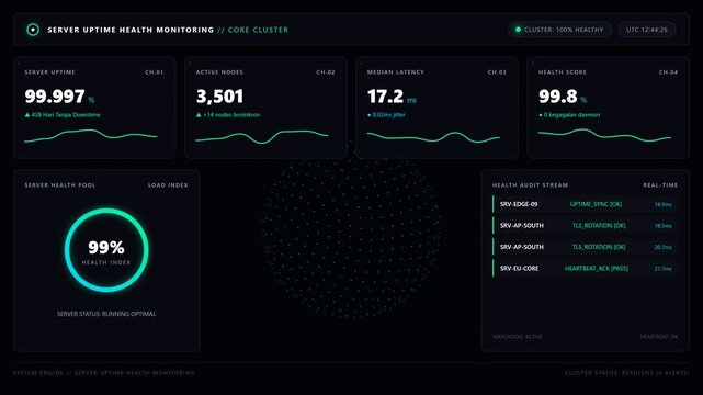 Server uptime health monitoring with data analytics dashboard