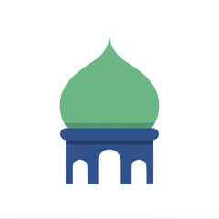 Flat illustration of a green dome with blue arches © mike