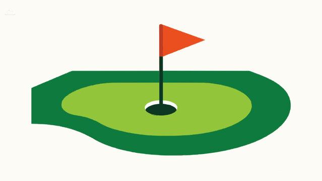 Golf Hole with Flag Vector Illustration