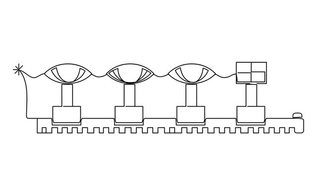 Industrial manufacturing process white background.